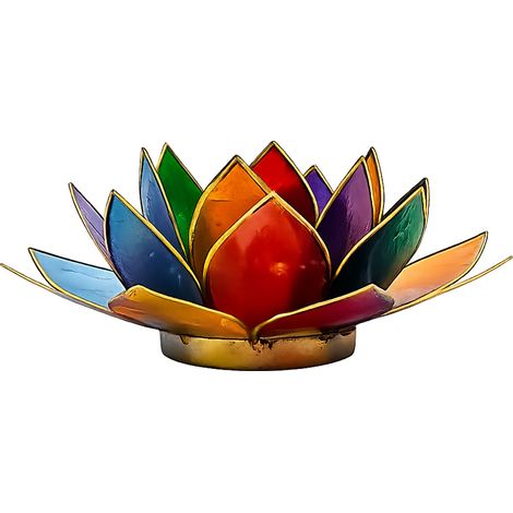 Photophore Lotus 7 Chakras multicolore en coquilles de Capiz (1/2)