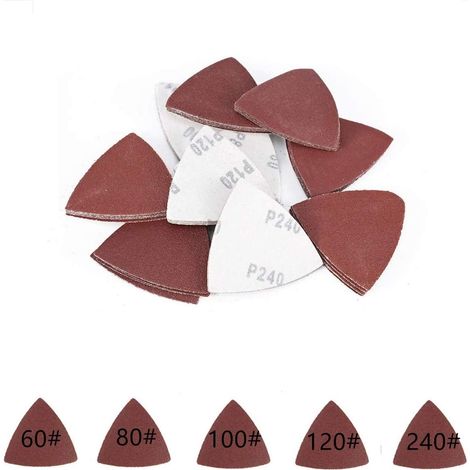 Promotion, Disque de Ponçage Feuilles Abrasives Triangle Disques Abrasifs 80 x 80 x 80 mm Grain 60/80/100/120/240 pour Ponceuse 55 PCS,AAFGVC (1/5)