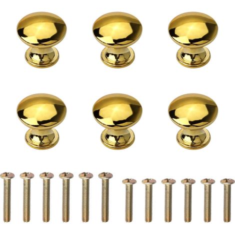 NC Lot de 6 petits boutons de placard ronds en forme de champignon avec vis pour placard, tiroir, portes de meubles, trou unique, alliage de zinc (1/5)