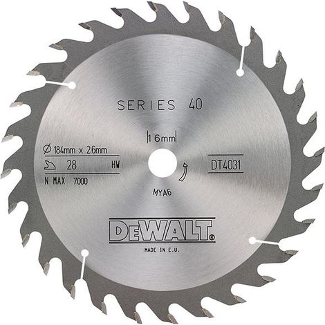 DEWALT Circular Saw Blade 184mm, 16mm Bore, 28 Teeth