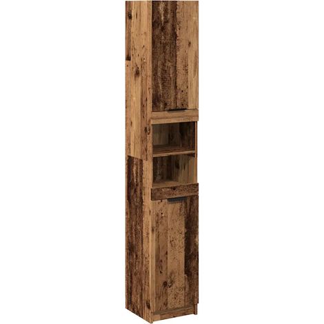 Armadio da bagno legno vecchio ampio spazio di archiviazione 32 x 34 x 188,5 cm in legno multistrato marrone 020050982
