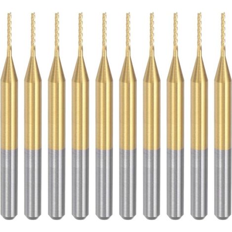 Titanhartmetall-Gravierfräser, 10 Stück, CNC-Fräser für Leiterplattenmaschinen, 0,8 mm Schaft, Titanbeschichtung (1/4)