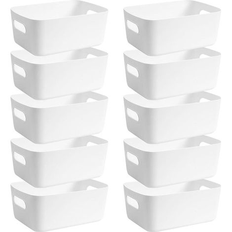 Scatola portaoggetti in plastica piccola da 20 cm，10 cestini portaoggetti con manici，scatola organizer per armadietti da cucina (1/5)