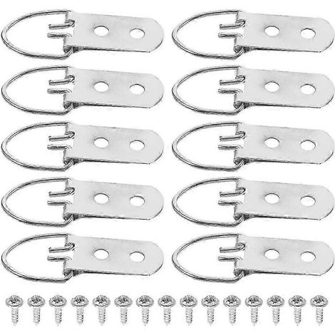 Crochets muraux robustes pour miroirs avec vis, 5,50 x 1,50 x 0,50 cm, en fer, lot de 20. (1/5)