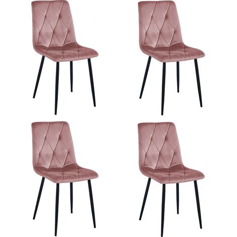 Silla Libra - terciopelo rosa / patas negras x 4 (1/5)