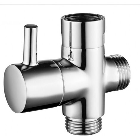 Valve 3 voies en laiton massif G1/2" Douchette Composants de Douche Raccord universels, Chrome (1/5)