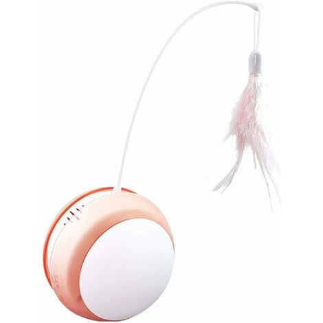 BUNTHAUS Jouet Gobelet Chat Jouet électrique pour Chat avec Boule Anti-Chute LED Plume, Canne à pêche à Roulement Automatique pour Chat Drôle Fournitures pour Animaux Rose (1/5)