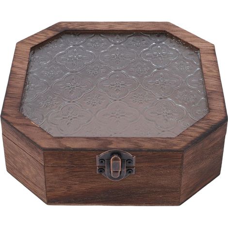 Boîte de Bijoux en Bois Vintage, Grande Boîte de Rangement en Bois D'organisateur de Maquillage en Floral de Rangement de Cabinet D'organisateur de Bureau pour (1/5)