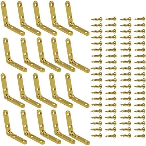 20 jeux de charnières plaquées or à 90 degrés, petites charnières pour boîtes à bijoux, convenant aux boîtes à bijoux et aux armoires. (1/5)