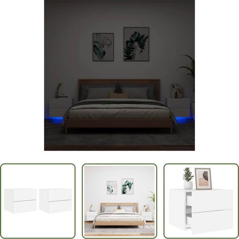 LED-Leuchten - Wand-Nachttische mit LED-Leuchten 2 Stk. Weiß (1/5)