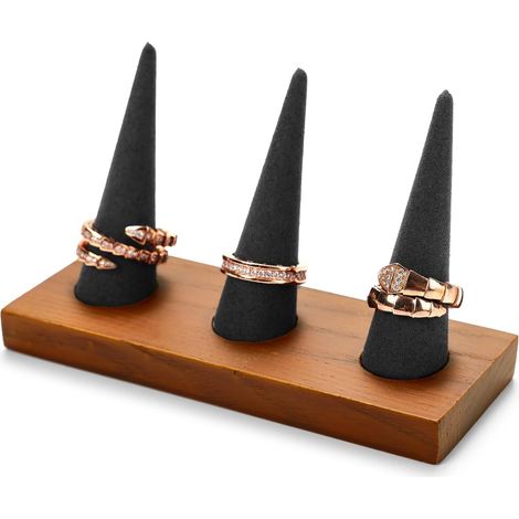 Ringständer aus Massivholz mit 3 Ringen (grau) (1/5)