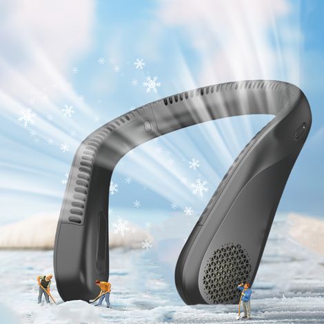 Ventilateur de cou portable Summer Favorites, ventilateur rafraîchissant sans pales rechargeable par USB avec 3 vitesses pour les voyages, le camping et les activités de plein air (1/5)