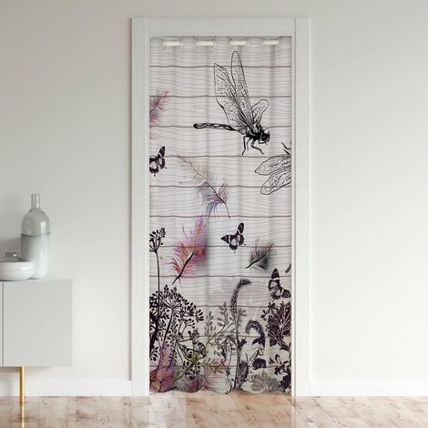 Dragonfly Rideau de Porte 106x203cm Cadeaux pour WoRideau Occultant Rideaux Enfants Animaux Rideaux Interieur Salon Chambre Bois Grain Beige Noir Rideaux Exterieur d'entrée - 106L X 203H cm (1 Panneau (1/5)