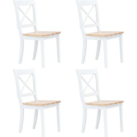 Chaise bois massif blanc et naturel Aero - Lot de 4 (1/5)