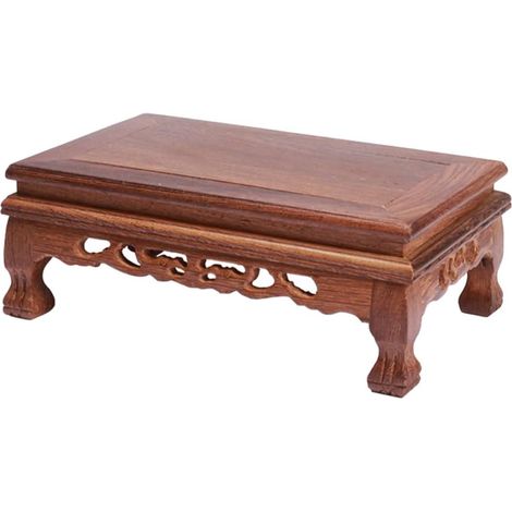 Présentoir Chinois en Bois Rectangulaire pour Vase et Pot de Fleurs en Bois Marron, Support Polyvalent Antichute, Décoration Élégante pour Salon et Table (1/5)
