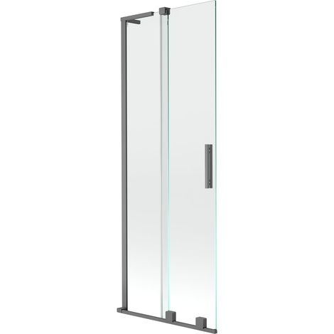 Mexen Velar L mampara de ducha de 2 hojas corredera 70 x 150 cm, transparente, metal gun - 896-070-003-01-95 (1/5)