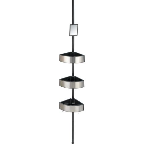 Wenko – Étagère de douche d'angle en aluminium noir – Fixation murale – Dimensions compactes pour petits espaces – Design moderne et léger (1/10)