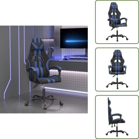 The Living Store Gaming-Stuhl Drehbar Schwarz und Blau Kunstleder - Gamingstuhl Drehbar (1/5)