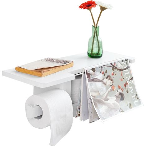 Portarrollos Papel Higiénico con Almacenamiento Teléfono Móvil Estante de Almacenamiento FRG175-W SoBuy ES