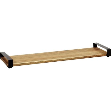 Trade Shop - Bandeja Básica De Madera Rectangular Con Manijas De Metal Muebles De Mesa De Cocina - (1/2)