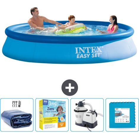 Piscine Gonflable Ronde Easy Set Intex - 366 x 76 cm - Bleue - Incluse Accessoire CB67