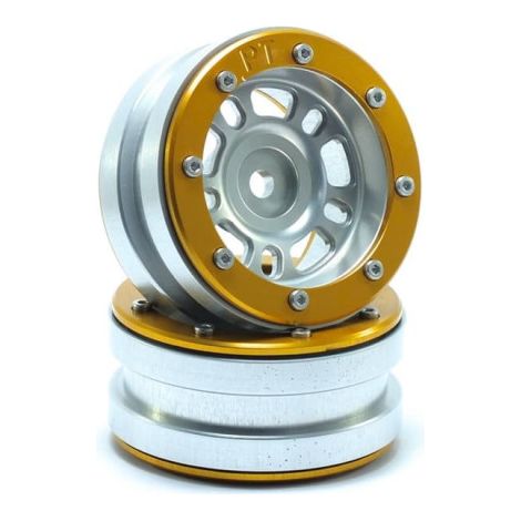 Beadlock Wheels PT- Distractor Silver/Gold 1.9
