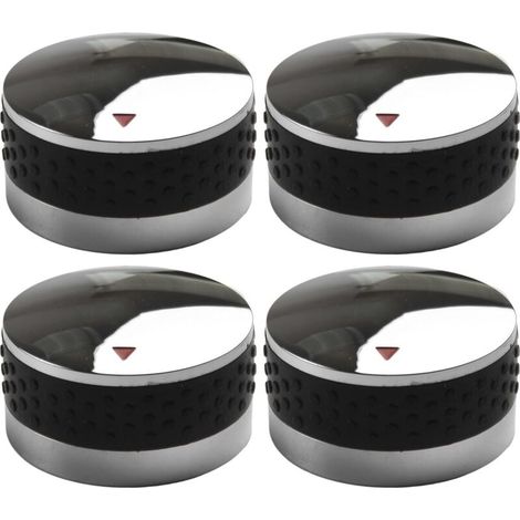 Ensemble de 4 boutons de commande antidérapants pour barbecue à gaz, finition chromée, 58 mm