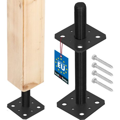 KOTARBAU® Base regolabile in acciaio avvitabile per gazebo e tettoie, filettatura M24, colore antracite, 80 x 250 mm