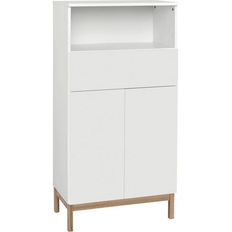 MirzaArmoire avec 2 portes et 1 tiroir en panneau de particules blanc (1/5)