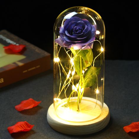 Lampe Led Rose En Verre - Design Réaliste Sous Dôme - Décoration Intérieure Cadeau Fête Des Mères - 1 Pièce (1/5)