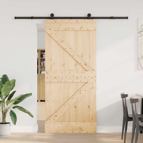 vidaXL Sliding Door NARVIK Natural and Black 95 x 210 cm (213.5 cm)