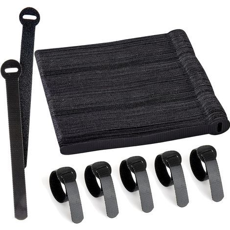 Lot de 100 sangles de câble réutilisables, noires, réglables et libérables pour la gestion des câbles d'ordinateur, l'organisation des cordons, la télévision, le bureau (1/4)