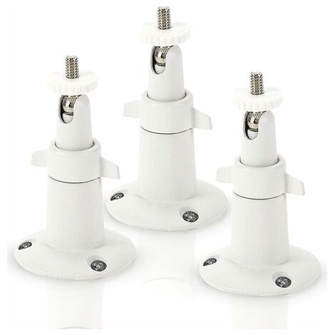 Soporte de pared metálico para cámaras de seguridad inteligentes Arlo - Soporte de aluminio ajustable para interiores y exteriores para cámaras Arlo y otros modelos compatibles (paquete de 3, blanco)