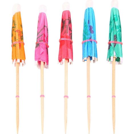 100 parasols à cocktail en papier assortis, compatibles avec les accessoires pour boissons tropicales de fête (1/5)