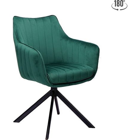 Chaise pivotante en velours vert métal noir Swop (1/5)