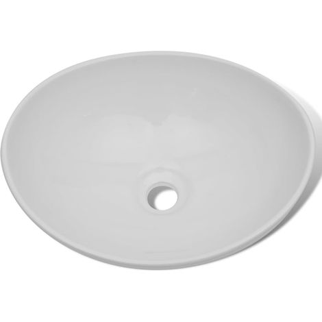 vidaXL Lavello in Ceramica Bianco Ovale 40 x 33 cm (1/5)