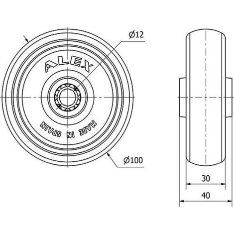 rueda pgzr100-12-40 nucleo poliamix y banda goma gris inyect.rodill.