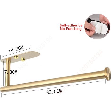 (Version or étendue) Porte-rouleau de papier toilette adhésif mural, support de rangement pour cuisine et salle de bain, distributeur de mouchoirs en acier inoxydable, sans perçage (1/5)