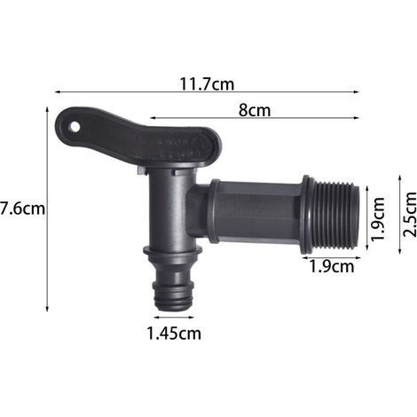 Robinet Cuve 1000l Plastique 3/4'' pour Recuperateur Eau de Pluie, Adaptateur de Boîte de Rangement d'eau IBC avec Joint Contre-Ecrou et Raccord de Robinet (2 Pcs) (1/3)