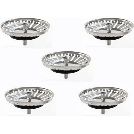 5 Bouchons Évier Acier Inox 84mm Universels (1/5)