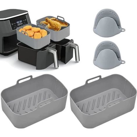 Pot en Silicone pour Ninja Friteuse À Air Double, 2PCS Doublures de Friteuse à Air Réutilisables, Silicone Air Fryer Basket, A[88] (1/4)