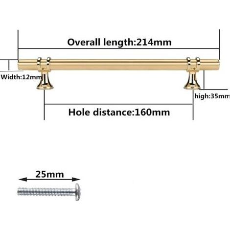 Lot de 6 Poignée de meuble Poignée de Meuble Cuisine Poignee Doree -poignee de cuisine or Poignee Tiroir en Alliage de zinc Entraxe 160mm