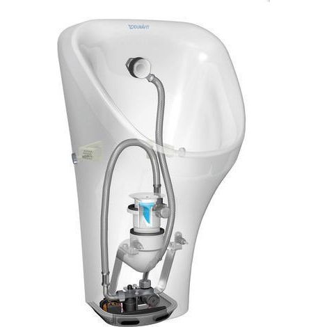 Urinoir électrique DURASTYLE 300x340mm batterie, entrée par l'arrière,avec mouche blanc