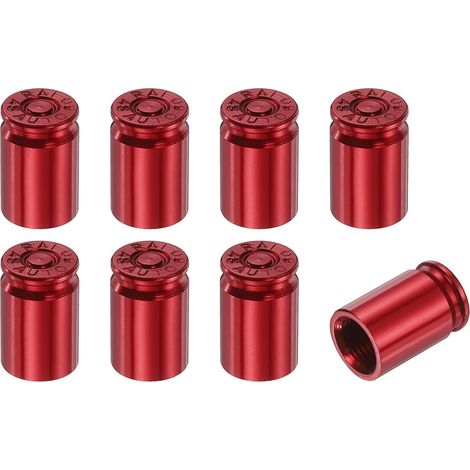 8PCS Tire Valve Stem Caps Aluminum Alloy Car Air Stem Covers Red (1/5)