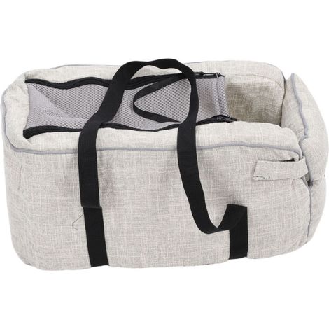 Siège de voiture pour chien, console centrale portable, accoudoir confortable avec poche de rangement, gris clair (1/2)