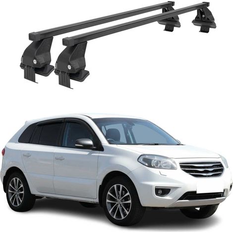 OMAC Dachträger Querträger Stahl für Renault Koleos I 2008-2015 – Abschließbar – City-Crash-getestet – DIN 75302:2019 – ISO/PAS 11154:2006 – Max. 50 kg Schwarz (1/5)
