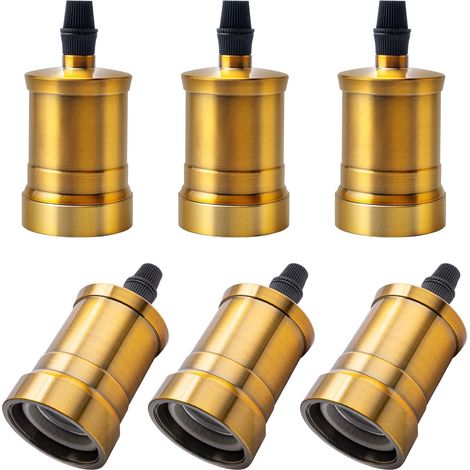 Douille Lampe E27 Vintage - 6 Pièces - Aluminium et Céramique - Support Rétro Industriel - Pour Suspension DIY Salon Bar - Noir Perle