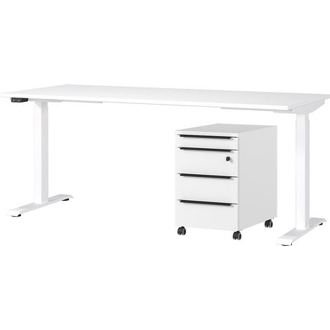 Bureau et caisson-tiroirs avec serrure Hermoso 237x80x72-118cm (1/2)