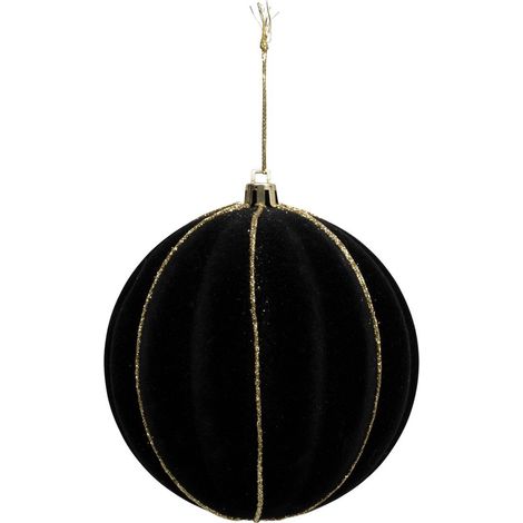 Bdn plast velours nr/oro 100mm - Feeric lights & christmas