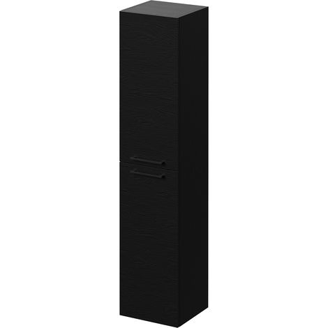 Napoli Nero Oak 350mm x 1600mm Wall Mounted 2 Door Storage Unit - 350mm - Matt Black 160mm Handle